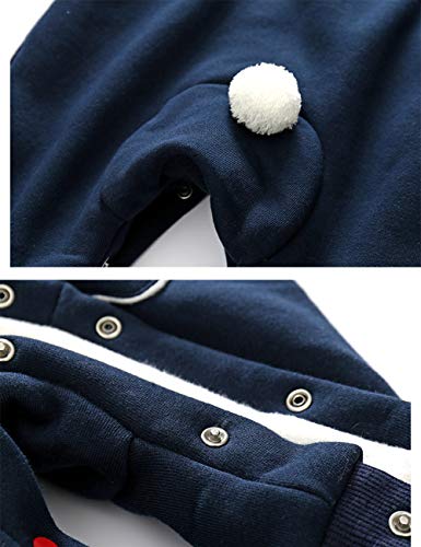 Zhhlinyuan Bebé Niños Niñas Mono con Capucha Traje de Esquiar - Manga Larga Espesar Terciopelo Ropa de Mameluco con Bolsillos