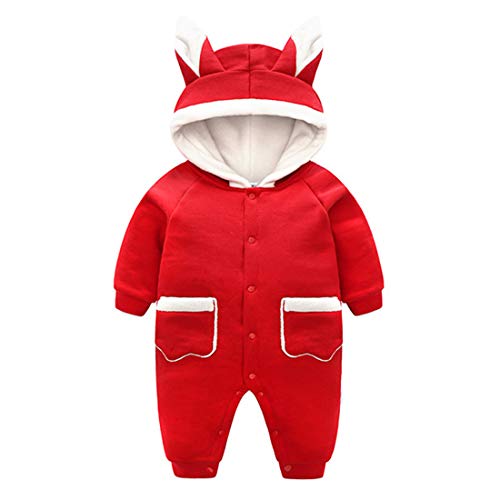 Zhhlinyuan Bebé Niños Niñas Mono con Capucha Traje de Esquiar - Manga Larga Espesar Terciopelo Ropa de Mameluco con Bolsillos