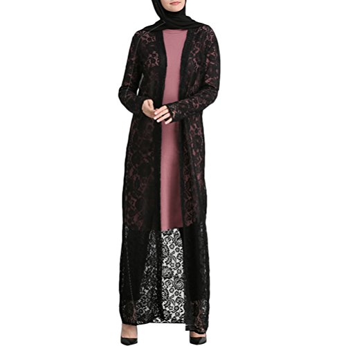 Zhhlinyuan Cordón Floral Abaya Dresses Manga Larga Islámico Abaya Vestido Largo Desgastar Musulmanes Ropa Abaya Maxi Diario Vestir