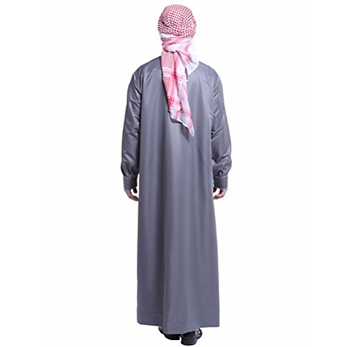 Zhhlinyuan Hombres Casual Fiesta musulmán Vestir Abaya islámico Manga Larga Robes árabe Medio Este Saudi Style Costume