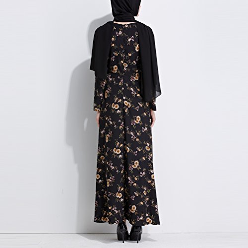 Zhhlinyuan Moda Abaya Dresses De Las Mujeres Casual/Diario Vestido Abaya Musulmanes Mangas Largas Verano Islámico Ropa Vestido Largo