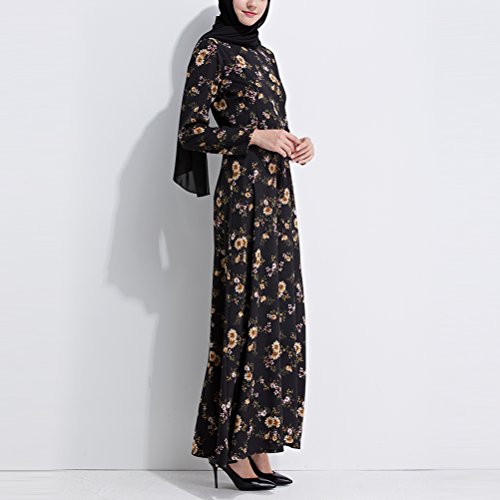 Zhhlinyuan Moda Abaya Dresses De Las Mujeres Casual/Diario Vestido Abaya Musulmanes Mangas Largas Verano Islámico Ropa Vestido Largo