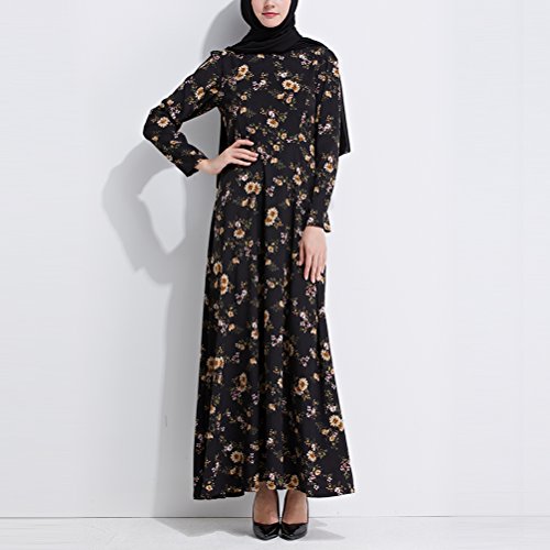 Zhhlinyuan Moda Abaya Dresses De Las Mujeres Casual/Diario Vestido Abaya Musulmanes Mangas Largas Verano Islámico Ropa Vestido Largo