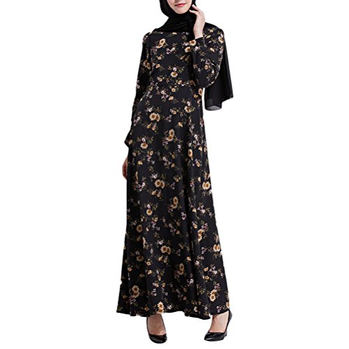 Zhhlinyuan Moda Abaya Dresses De Las Mujeres Casual/Diario Vestido Abaya Musulmanes Mangas Largas Verano Islámico Ropa Vestido Largo