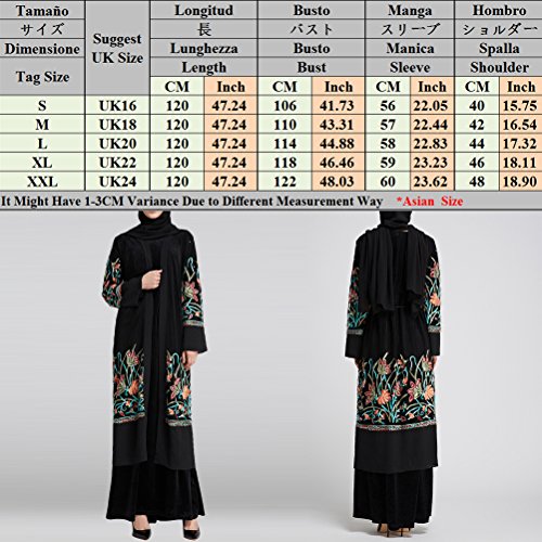 Zhhlinyuan Moda Musulmanes De Las Mujeres Bordado Floral Impreso Vestir Vestido Túnica Oriente Medio Marroquí Kaftan Caftán Malayo Ropa Abaya Dresses