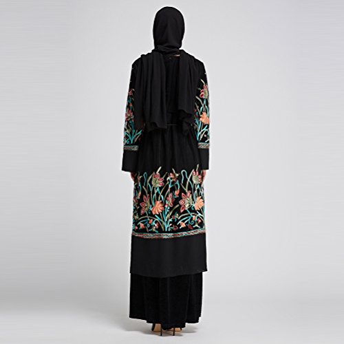 Zhhlinyuan Moda Musulmanes De Las Mujeres Bordado Floral Impreso Vestir Vestido Túnica Oriente Medio Marroquí Kaftan Caftán Malayo Ropa Abaya Dresses