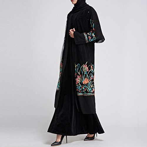 Zhhlinyuan Moda Musulmanes De Las Mujeres Bordado Floral Impreso Vestir Vestido Túnica Oriente Medio Marroquí Kaftan Caftán Malayo Ropa Abaya Dresses