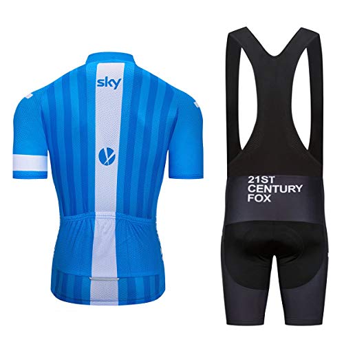 ZHLCYCL Conjunto Ropa Equipacion, Ciclismo Maillot y Culotte Pantalones Cortos con 5D Gel Pad para Verano Deportes al Aire Libre Ciclo Bicicleta, SK-1BLUE, M