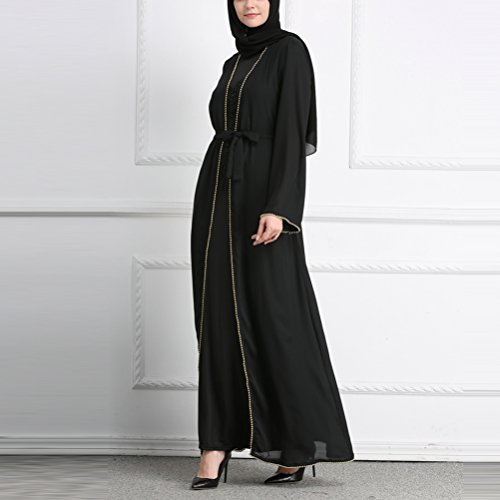 Zhuhaitf Mangas Largas Musulmanes Abaya Noche Fiesta Vestidos Diario Casual Túnica Maxi Dresses Marroquí Abaya Islámico Ropa