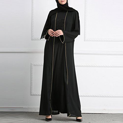 Zhuhaitf Mangas Largas Musulmanes Abaya Noche Fiesta Vestidos Diario Casual Túnica Maxi Dresses Marroquí Abaya Islámico Ropa