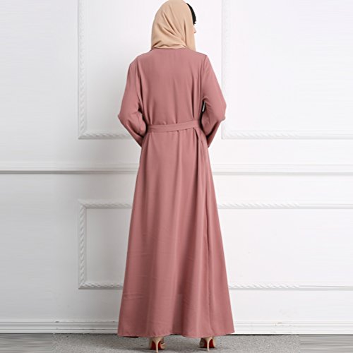 Zhuhaitf Moda Maxi Dresses Musulmanes Túnica Vestido Largo Estilo Rosado Cóctel Fiesta Vestido Abaya Medio Este Islámico Ropa
