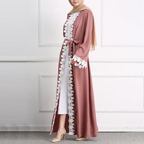 Zhuhaitf Moda Maxi Dresses Musulmanes Túnica Vestido Largo Estilo Rosado Cóctel Fiesta Vestido Abaya Medio Este Islámico Ropa