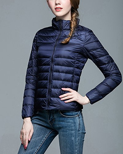 ZhuiKun Chaqueta Portátil de Plumón Ligero Cremallera Abrigo de Plumas Parka para Mujer Armada M