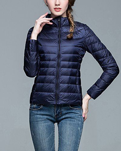 ZhuiKun Chaqueta Portátil de Plumón Ligero Cremallera Abrigo de Plumas Parka para Mujer Armada M