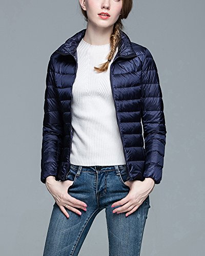 ZhuiKun Chaqueta Portátil de Plumón Ligero Cremallera Abrigo de Plumas Parka para Mujer Armada M