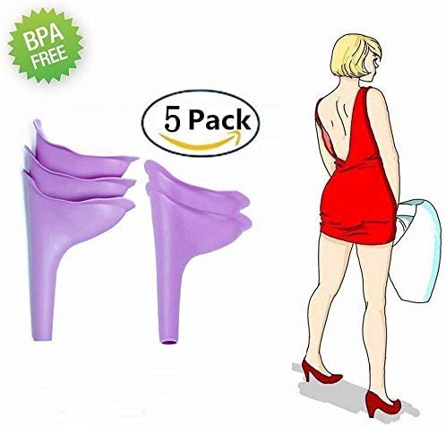 ZHWUEU Urinario Femenino Dispositivo de Urinación Orina Orinar de Pie Urine Female Portátil para Mujer Viajar Camping Senderismo Servicios Baños Públicos (Orinal Plegable) Paquete de 5