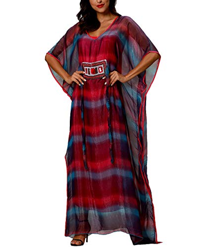 zhxinashu Mujeres Maxi Vestido Árabe Musulmán - Dubai Kaftan Marroquí Adoración Ropa Suelta(Púrpura)