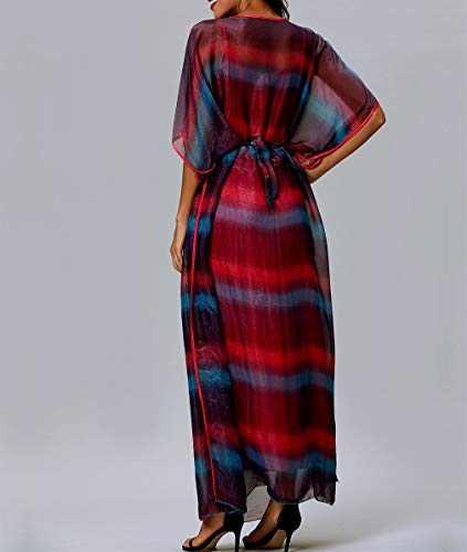 zhxinashu Mujeres Maxi Vestido Árabe Musulmán - Dubai Kaftan Marroquí Adoración Ropa Suelta(Púrpura)