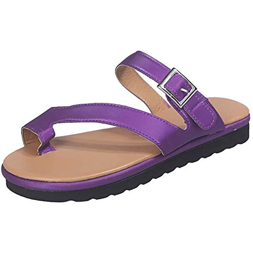 ZHXMYD Sandalias De Mujer para Verano, Playa, Viajes, Zapatos De Punta Esférica Correctos, Corrección De Juanetes Ortopédicos, Zapatos De Cuero De PU, Plataforma Cómoda