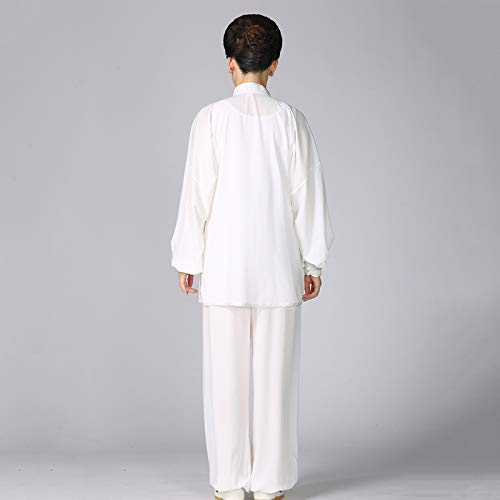 Zidao Chinos Tradicionales Uniformes De Tai Chi, Prendas De Vestir Traje De Seda Unisex Ropa De Entrenamiento De Taekwondo Toallas Traje De Yoga Artes Marciales De Kung Fu,Blanco,4XL