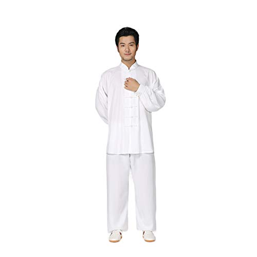 Zidao Chinos Tradicionales Uniformes De Tai Chi, Prendas De Vestir Traje De Seda Unisex Ropa De Entrenamiento De Taekwondo Toallas Traje De Yoga Artes Marciales De Kung Fu,Blanco,4XL