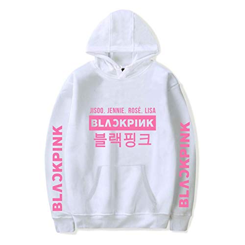 ZIGJOY KPOP Scena Musicale Coreana Unisex Ropa Sudadera con Capucha Suéter Sudadera con Capucha Rose Jennie Jisoo Lisa para fanáticos White M