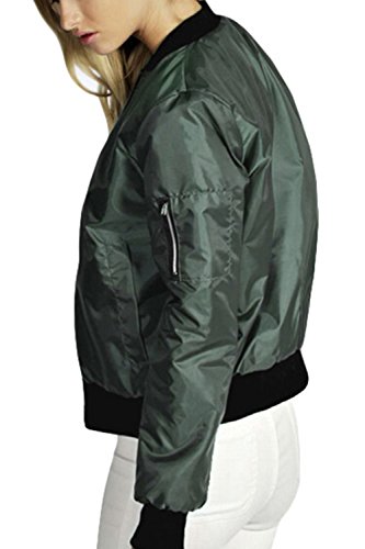 Zilcremo Mujer Cazadora Blazer Otoño Casual Cazadoras Chaqueta Bomber Cremallera Abrigo Navygreen M
