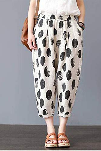 Zilcremo Pantalones Harem Casual para Mujer Pantalones Vintage Holgados Palazzo Crop Tienda Online De L