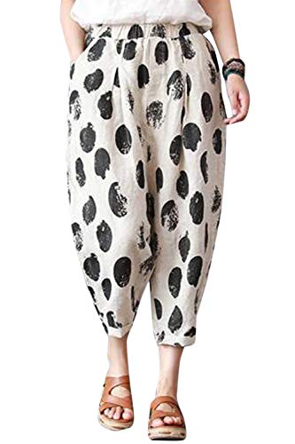 Zilcremo Pantalones Harem Casual para Mujer Pantalones Vintage Holgados Palazzo Crop Tienda Online De L