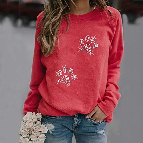 Zilosconcy Sudaderas Mujer Baratas sin Capucha 2021 Camiseta de Manga Larga con Cuello Redondo para Mujer Primavera Otoño Paisaje Sudadera cálida Camiseta básica Pullover Blusas Tops