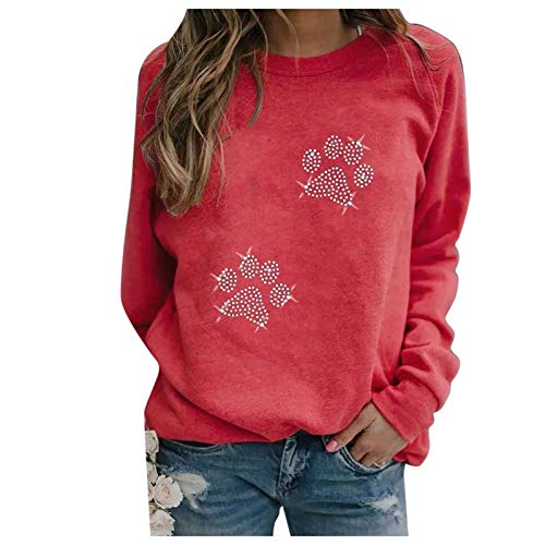 Zilosconcy Sudaderas Mujer Baratas sin Capucha 2021 Camiseta de Manga Larga con Cuello Redondo para Mujer Primavera Otoño Paisaje Sudadera cálida Camiseta básica Pullover Blusas Tops