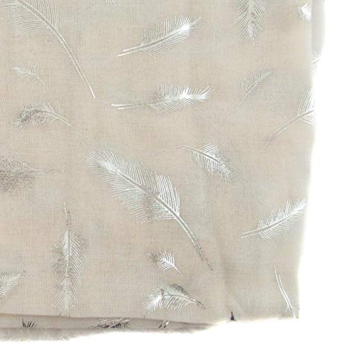 Zisla. Fular bufanda estampado hoja plata. (Beig)