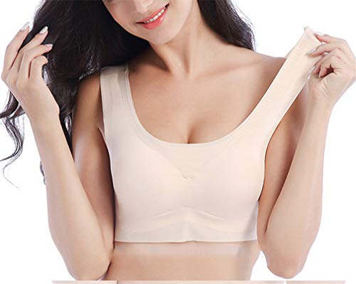 ZIXING BRA Sujetador Deportivo para Mujeres Sin Costuras Yoga Top Ropa Interior Elasticidad Cómodo Transpirable,Carne,2XL