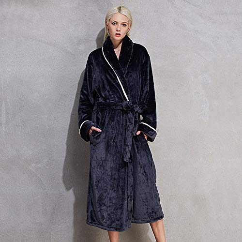 ZJML Albornoz De Talla Grande para Mujer, Camisón Largo De Franela, Pijama Cálido De Color Sólido,4XL