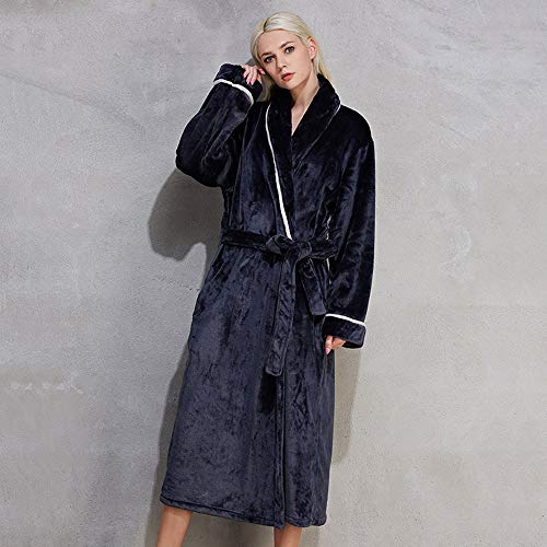 ZJML Albornoz De Talla Grande para Mujer, Camisón Largo De Franela, Pijama Cálido De Color Sólido,4XL
