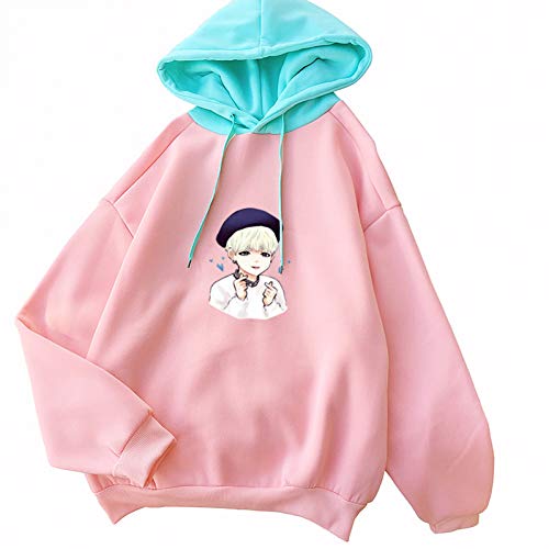 ZJSWCP Sudadera Chicos Sudadera Mujeres Kawaii Cartoon Suga Sudaderas con Capucha Casual Harajuku Fleece Sudaderas con Capucha Ropa de Estilo Coreano,XL