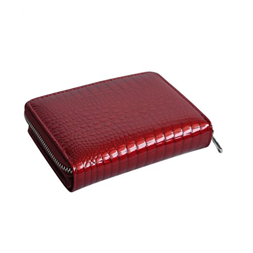 Zmoka Jennifer Jones – Cartera para mujer, fino formato intermedio, monedero, bolsa para monedas, cartera, piel auténtica, selección de colores, rojo rubí (Rojo) - 0