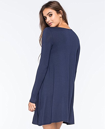 ZNYSTAR - Vestido holgado e informal de manga corta para mujer, estilo camiseta, para primavera, verano u otoño, Color azul oscuro., small