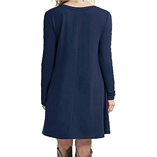 ZNYSTAR - Vestido holgado e informal de manga corta para mujer, estilo camiseta, para primavera, verano u otoño, Color azul oscuro., small