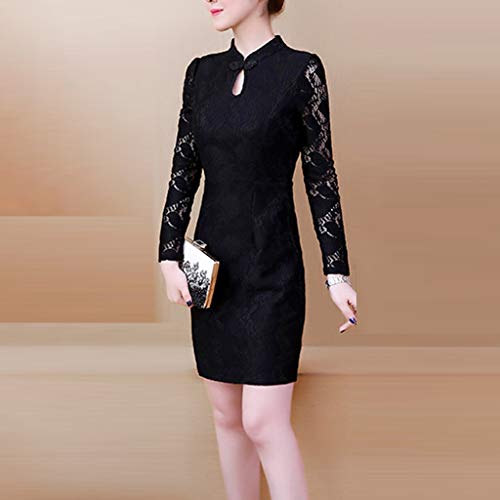 ZODOF Vestidos de Fiesta Mujer Cortos Vestido de Cóctel Años 50 Vintage Elegantes Cuello Redondo Midi Falda línea Retro