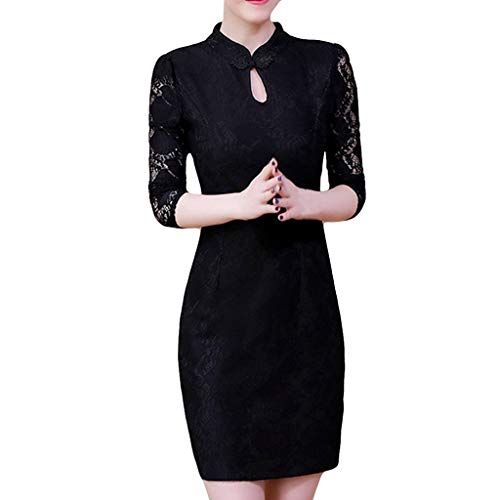 ZODOF Vestidos de Fiesta Mujer Cortos Vestido de Cóctel Años 50 Vintage Elegantes Cuello Redondo Midi Falda línea Retro