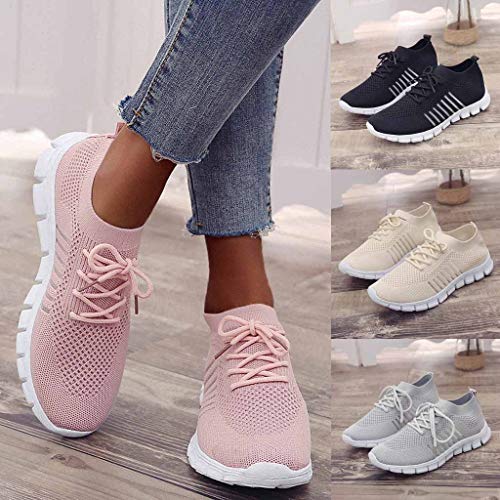 ZODOF Zapatillas de Mujer Deporte Planas de Malla Transpirable Casuales de Zapatos de Malla Aire Libre Slip Casual en Suelas cómodas Running Deportivos