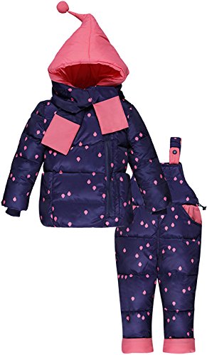 ZOEREA Chaquetas de Esquí para Bebé Niñas Traje de Nieve Abrigoscon Capucha + Pantalones + Bufanda Invierno Acolchado Ropa Set 3 Piezas