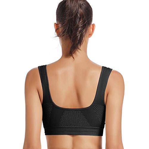 ZOEREA Sujetador Deportiva para Mujeres Cómodo Transpirable Tipo Chaleco Talla Grande Bra con Almohadilla para Fitness Run Ejercicio Medio Soporte (Beige+Negro+Blanco-1, 4XL)