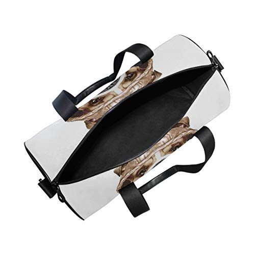 ZOMOY Bolsa de Deporte,Urban Puppy As Human en suéter de Navidad con Chaleco,Nuevo de Cubo de impresión Bolsas de Ejercicios Bolsa de Viaje Equipaje Bolsa de Lona