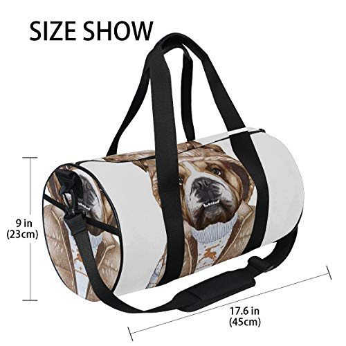 ZOMOY Bolsa de Deporte,Urban Puppy As Human en suéter de Navidad con Chaleco,Nuevo de Cubo de impresión Bolsas de Ejercicios Bolsa de Viaje Equipaje Bolsa de Lona