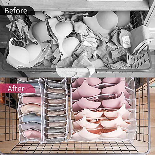 ZoneYan Caja de Almacenamiento para Ropa Interior, 3Pcs Organizadores de Cajones Ropa Interior, Organizador de Ropa Interior Plegable, Separadores Armario Ropa, Caja para Calcetines, Sujetador