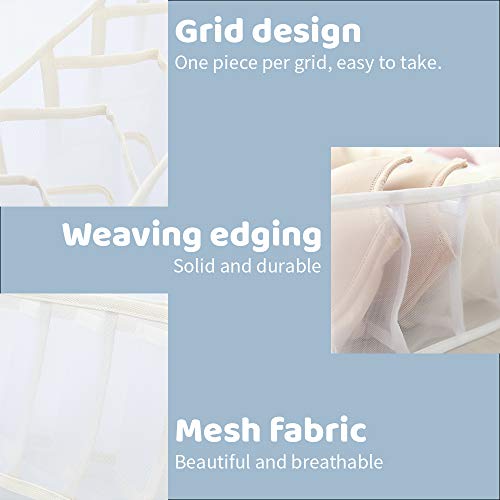 ZoneYan Caja de Almacenamiento para Ropa Interior, 3Pcs Organizadores de Cajones Ropa Interior, Organizador de Ropa Interior Plegable, Separadores Armario Ropa, Caja para Calcetines, Sujetador