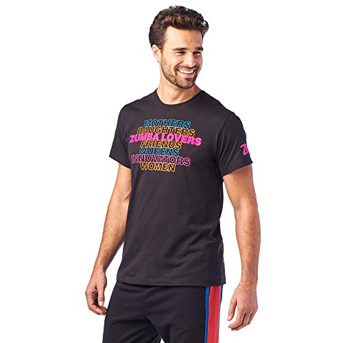Zumba Breathable Fitness Workout Printed Graphic Tees For Women and Men Camisa, Negrita Negro 7, XS-S Unisex Adulto