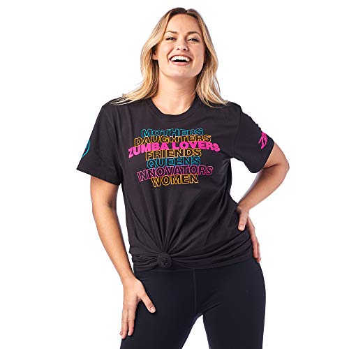 Zumba Breathable Fitness Workout Printed Graphic Tees For Women and Men Camisa, Negrita Negro 7, XS-S Unisex Adulto